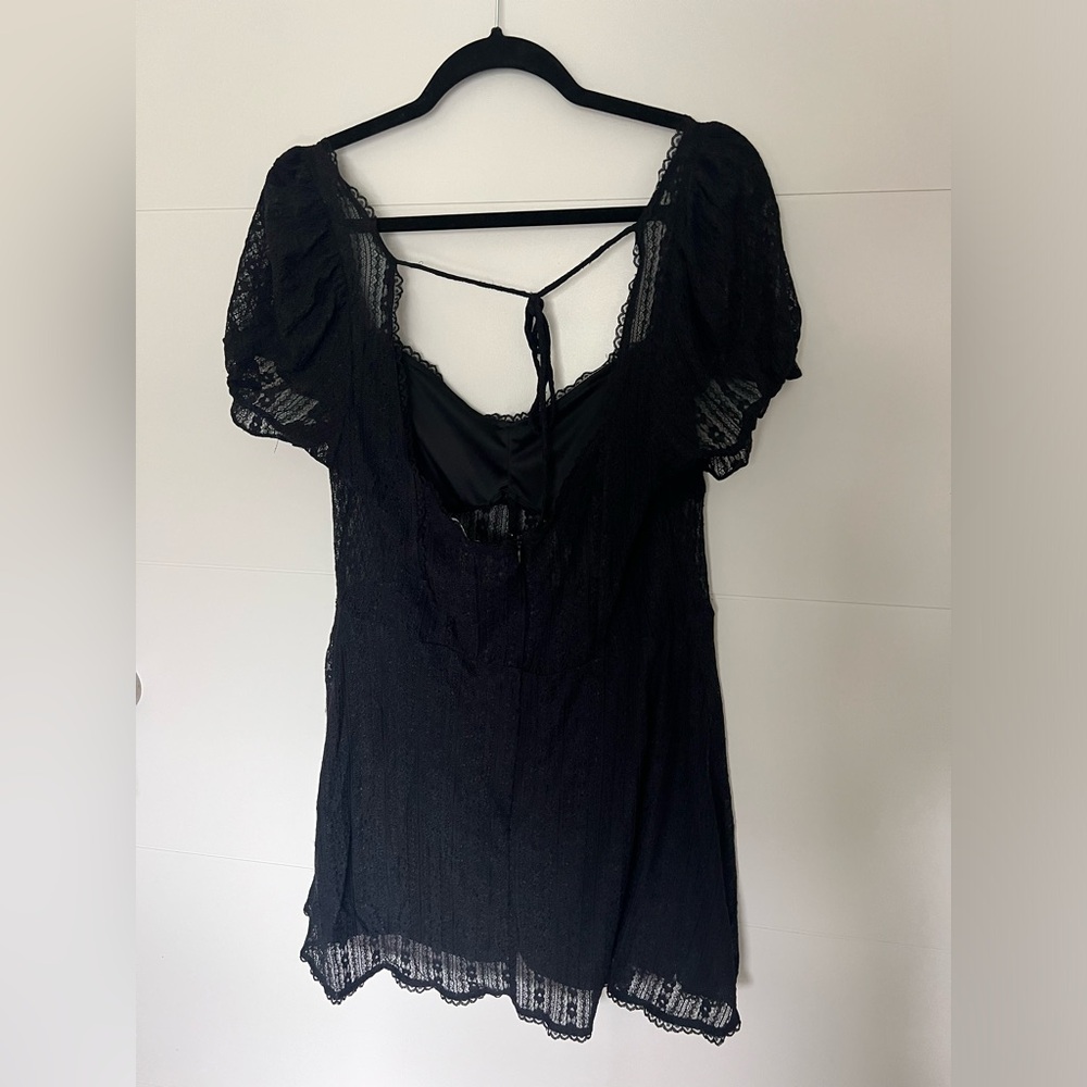 black lacy urban outfitters minidress backless